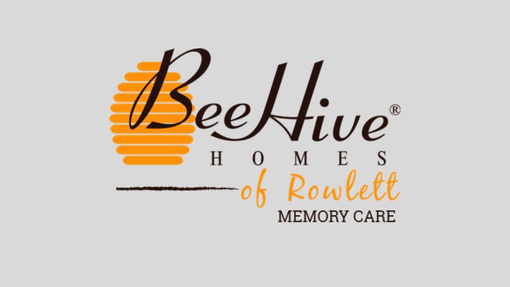BeeHive Homes of Rowlett logo featuring a stylized beehive and text emphasizing memory care services.